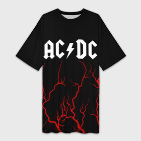 Платье-футболка 3D с принтом AC DС в Тюмени,  |  | ac dc | acdc | back to black | highway to hell | logo | music | rock | айси | айсидиси | диси | лого | логотип | молния | музыка | рок | символ | символика | символы | эйси | эйсидиси