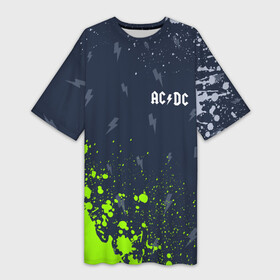 Платье-футболка 3D с принтом AC DС в Тюмени,  |  | ac dc | acdc | back to black | highway to hell | logo | music | rock | айси | айсидиси | диси | лого | логотип | молния | музыка | рок | символ | символика | символы | эйси | эйсидиси