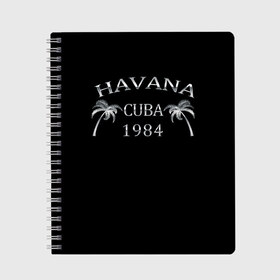 Тетрадь с принтом Havana в Тюмени, 100% бумага | 48 листов, плотность листов — 60 г/м2, плотность картонной обложки — 250 г/м2. Листы скреплены сбоку удобной пружинной спиралью. Уголки страниц и обложки скругленные. Цвет линий — светло-серый
 | Тематика изображения на принте: 1981 | 1984 | cuba | havana | гавана | закат | куба | пальма | потерялся | прикол | путишествие | путишествия | серебро | че гевара | чегевара | эрнесто