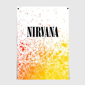 Постер с принтом NIRVANA / НИРВАНА в Тюмени, 100% бумага
 | бумага, плотность 150 мг. Матовая, но за счет высокого коэффициента гладкости имеет небольшой блеск и дает на свету блики, но в отличии от глянцевой бумаги не покрыта лаком | band | cobain | face | kurt | logo | music | nirvana | rock | rocknroll | группа | кобейн | курт | лого | логотип | музыка | музыкальная | нирвана | рожица | рок | рокнролл | символ