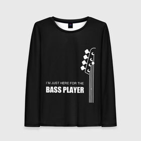 Женский лонгслив 3D с принтом BASS PLAYER (GUITAR) в Тюмени, 100% полиэстер | длинные рукава, круглый вырез горловины, полуприлегающий силуэт | guitar | nick senpai | бас | бас гитара | гитара | марченко | никита марченко