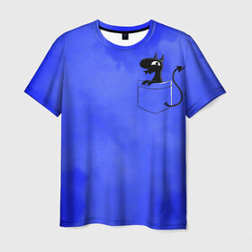 Мужская футболка 3D с принтом ЛЮЦИФЕР В КАРМАНЕ в Тюмени, 100% полиэфир | прямой крой, круглый вырез горловины, длина до линии бедер | bean | disenchantment | elfo | luci | бин | демон | люси | люци | разочарование | эльфо