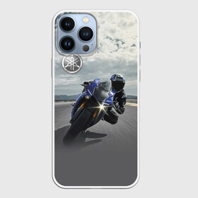 Чехол для iPhone 13 Pro Max с принтом Yamaha в Тюмени,  |  | Тематика изображения на принте: clouds | helmet | motorcycle | racer | road | route | sky | speed | yamaha | гонщик | дорога | мотоцикл | небо | облака | скорость | трасса | шлем