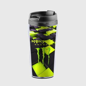 Термокружка-непроливайка с принтом MONSTER ENERGY в Тюмени, внутренняя часть — пищевой пластик, наружная часть — прозрачный пластик, между ними — полиграфическая вставка с рисунком | объем — 350 мл, герметичная крышка | energy | monster energy | кофеин | монстр | монстр энерджи | напиток | таурин | энергетик | энергетический напиток