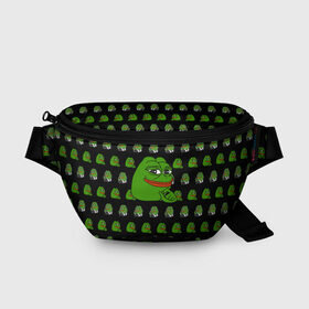 Поясная сумка 3D с принтом Frog Pepe в Тюмени, 100% полиэстер | плотная ткань, ремень с регулируемой длиной, внутри несколько карманов для мелочей, основное отделение и карман с обратной стороны сумки застегиваются на молнию | meme | жаба | звук | лягушка | майнкрафт | мем | пепа | пепе | скин