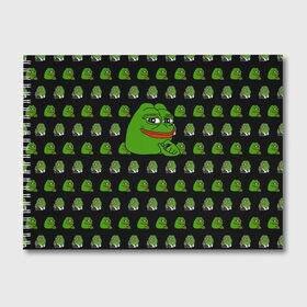 Альбом для рисования с принтом Frog Pepe в Тюмени, 100% бумага
 | матовая бумага, плотность 200 мг. | Тематика изображения на принте: meme | жаба | звук | лягушка | майнкрафт | мем | пепа | пепе | скин