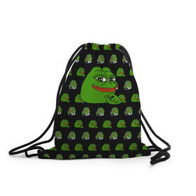 Рюкзак-мешок 3D с принтом Frog Pepe в Тюмени, 100% полиэстер | плотность ткани — 200 г/м2, размер — 35 х 45 см; лямки — толстые шнурки, застежка на шнуровке, без карманов и подкладки | Тематика изображения на принте: meme | жаба | звук | лягушка | майнкрафт | мем | пепа | пепе | скин