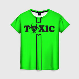 Женская футболка 3D с принтом toxic в Тюмени, 100% полиэфир ( синтетическое хлопкоподобное полотно) | прямой крой, круглый вырез горловины, длина до линии бедер | toxic | противогаз | токсик | токсичный | ядовитый
