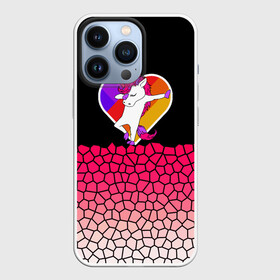 Чехол для iPhone 13 Pro с принтом Dabbing heart Pink Unicorn в Тюмени,  |  | cute | little pony | rainbow | tik tok | градиент | грива | девочкам | детям | единорог | кавайный | лайк | лошадь | любовь | милый | мозаика | пегас | подростковые | пони | радуга | радужный | сердце | соты | танец