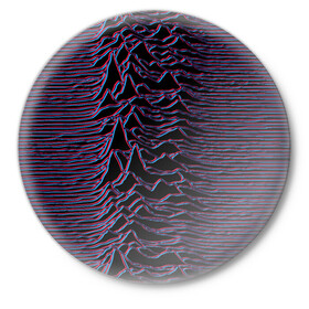 Значок с принтом Joy Division Glitch в Тюмени,  металл | круглая форма, металлическая застежка в виде булавки | glitch | ian curtis | joy division | rock | unknown pleasures | глюк | иэн кёртис | рок