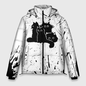 Мужская зимняя куртка 3D с принтом Черные котейки в Тюмени, верх — 100% полиэстер; подкладка — 100% полиэстер; утеплитель — 100% полиэстер | длина ниже бедра, свободный силуэт Оверсайз. Есть воротник-стойка, отстегивающийся капюшон и ветрозащитная планка. 

Боковые карманы с листочкой на кнопках и внутренний карман на молнии. | baby | cat | cute | kitty | аниме | анимешные | брызги красок | глаза | детям | животные | зверек | кавайный | киска | кот | котята | кошак | кошечка | кошка | малыши | милые | мордочка | няшные | прикольные