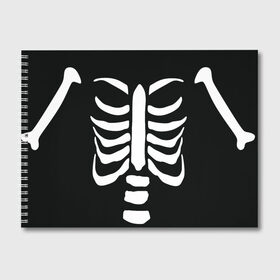 Альбом для рисования с принтом СКЕЛЕТ в Тюмени, 100% бумага
 | матовая бумага, плотность 200 мг. | halloween | skeleton | кости | скелет | хэллоуин