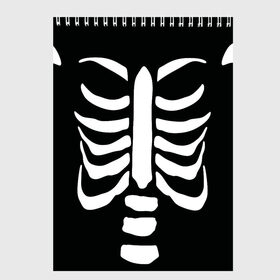 Скетчбук с принтом СКЕЛЕТ в Тюмени, 100% бумага
 | 48 листов, плотность листов — 100 г/м2, плотность картонной обложки — 250 г/м2. Листы скреплены сверху удобной пружинной спиралью | halloween | skeleton | кости | скелет | хэллоуин