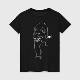 Женская футболка хлопок с принтом Пантера в Тюмени, 100% хлопок | прямой крой, круглый вырез горловины, длина до линии бедер, слегка спущенное плечо | дикий | животное | зверь | кот | кошка | опасный | пантера | пума | хищник | ягуар
