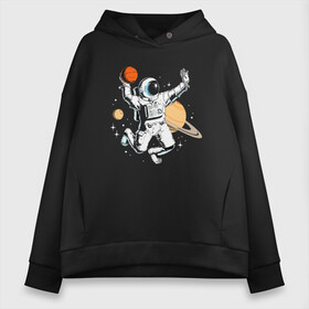 Женское худи Oversize хлопок с принтом Space bascetball в Тюмени, френч-терри — 70% хлопок, 30% полиэстер. Мягкий теплый начес внутри —100% хлопок | боковые карманы, эластичные манжеты и нижняя кромка, капюшон на магнитной кнопке | ball | bascetball | cosmonaut | cosmos | gloves | moon | saturn | space | spacesuit | star | баскетбол | звезда | космонавт | луна | мяч | перчатки | пространство | сатурн | скафандр