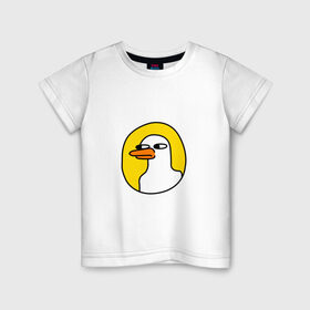 Детская футболка хлопок с принтом Утка в Тюмени, 100% хлопок | круглый вырез горловины, полуприлегающий силуэт, длина до линии бедер | зря | иллюстрация | кря кря | мем | мемы | рисунок | смешно | современно | утка