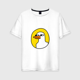 Женская футболка хлопок Oversize с принтом Утка в Тюмени, 100% хлопок | свободный крой, круглый ворот, спущенный рукав, длина до линии бедер
 | зря | иллюстрация | кря кря | мем | мемы | рисунок | смешно | современно | утка