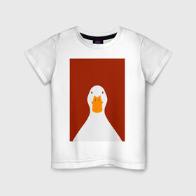 Детская футболка хлопок с принтом Утка в Тюмени, 100% хлопок | круглый вырез горловины, полуприлегающий силуэт, длина до линии бедер | иллюстрация | мем | мемы | рисунок | смешно | современно | утка