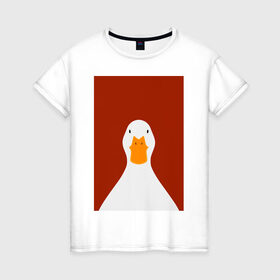 Женская футболка хлопок с принтом Утка в Тюмени, 100% хлопок | прямой крой, круглый вырез горловины, длина до линии бедер, слегка спущенное плечо | иллюстрация | мем | мемы | рисунок | смешно | современно | утка