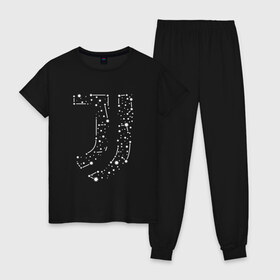Женская пижама хлопок с принтом Juventus All Stars (2021 22) в Тюмени, 100% хлопок | брюки и футболка прямого кроя, без карманов, на брюках мягкая резинка на поясе и по низу штанин | 0x000000123 | juve | juventus | ronaldo | юве | ювентус