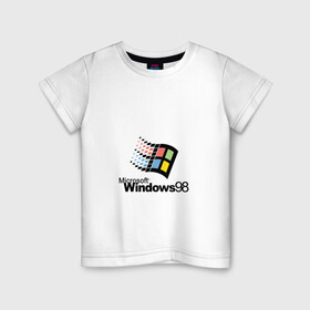 Детская футболка хлопок с принтом Windows 98 в Тюмени, 100% хлопок | круглый вырез горловины, полуприлегающий силуэт, длина до линии бедер | microsoft | windows | windows98 | виндовс | майкрософт