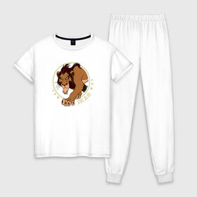 Женская пижама хлопок с принтом Шрам в Тюмени, 100% хлопок | брюки и футболка прямого кроя, без карманов, на брюках мягкая резинка на поясе и по низу штанин | scar | the lion king | vdkimel | король лев | шрам