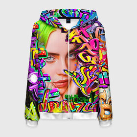 Мужская толстовка 3D на молнии с принтом Billie Eilish в Тюмени, 100% полиэстер | длина до линии бедра, манжеты и пояс оформлены мягкой тканевой резинкой, двухслойный капюшон со шнурком для регулировки, спереди молния, по бокам два кармана | автор | автор песен | инди поп | певица | поп | электропоп | эмо поп