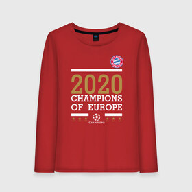 Женский лонгслив хлопок с принтом FC Bayern Munchen Champions of Europe 2020 в Тюмени, 100% хлопок |  | 0x000000123 | bayern munchen | fcb | бавария | мюнхен