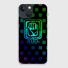 Чехол для iPhone 13 mini с принтом JoJo Bizarre Adventure в Тюмени,  |  | anime | jojo | jojo’s bizarre adventure | аниме | анимэ | биззаре адвенчер | джо | джо джо | джоджо | джонатан джостар | дзёсукэ хигасиката | дзётаро кудзё | жожо | игги | кира | лого | манга | невероятные приключения