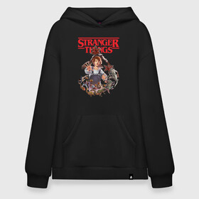 Худи SuperOversize хлопок с принтом Stranger Things в Тюмени, 70% хлопок, 30% полиэстер, мягкий начес внутри | карман-кенгуру, эластичная резинка на манжетах и по нижней кромке, двухслойный капюшон
 | 11 | demogorgon | dustin | eleven | jim hopper | lucas | mike | nancy | netflix | steve | will | билли | дастин | демогоргон | джойс | джонатан | дина | загадочные события | лукас | майк | макс | нетфликс | нэнси | оди | одиннадцать