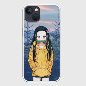 Чехол для iPhone 13 с принтом Незуко в Тюмени,  |  | Тематика изображения на принте: nezuko | аниме | демоны | клинок | лес | незуко камадо