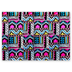 Поздравительная открытка с принтом Ацтеки в Тюмени, 100% бумага | плотность бумаги 280 г/м2, матовая, на обратной стороне линовка и место для марки
 | абстракция | африка | африканский мотив | африканский паттерн | ацтеки | коллаж | паттерн | хиппи