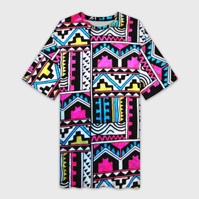 Платье-футболка 3D с принтом Ацтеки в Тюмени,  |  | абстракция | африка | африканский мотив | африканский паттерн | ацтеки | коллаж | паттерн | хиппи