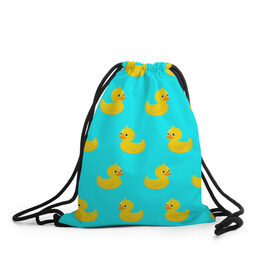 Рюкзак-мешок 3D с принтом Уточки в Тюмени, 100% полиэстер | плотность ткани — 200 г/м2, размер — 35 х 45 см; лямки — толстые шнурки, застежка на шнуровке, без карманов и подкладки | 3d | ducks | голубая | желтая | зд | утки | уточки