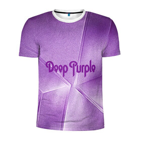 Мужская футболка 3D спортивная с принтом Deep Purple в Тюмени, 100% полиэстер с улучшенными характеристиками | приталенный силуэт, круглая горловина, широкие плечи, сужается к линии бедра | deep | logo | purple | rock | whoosh | группа | знаменитости | лого | надпись | рок | текст