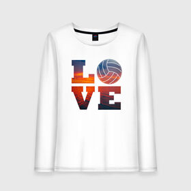 Женский лонгслив хлопок с принтом LOVE Volleyball в Тюмени, 100% хлопок |  | beach | i love | live | love | voleybal | volleyball | волебол | волейбол | волейболист | волейболистка | воллейбол | пляжный | я люблю