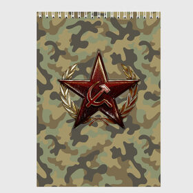 Скетчбук с принтом Советская звезда в Тюмени, 100% бумага
 | 48 листов, плотность листов — 100 г/м2, плотность картонной обложки — 250 г/м2. Листы скреплены сверху удобной пружинной спиралью | звезда | орден | серп и молот | символика. | ссср
