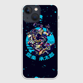 Чехол для iPhone 13 mini с принтом Дзётаро синие брызги в Тюмени,  |  | anime | jojo | jojo’s bizarre adventure | аниме | анимэ | биззаре адвенчер | джо | джо джо | джоджо | джонатан джостар | дзёсукэ хигасиката | дзётаро кудзё | жожо | игги | кира | лого | манга | невероятные приключения