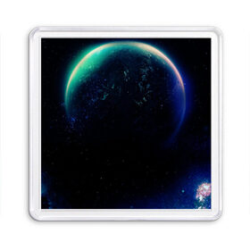 Магнит 55*55 с принтом планета в Тюмени, Пластик | Размер: 65*65 мм; Размер печати: 55*55 мм | Тематика изображения на принте: глобус | земля | космос | неон | планета