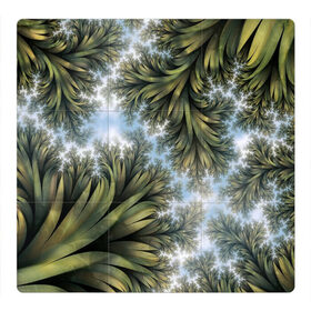 Магнитный плакат 3Х3 с принтом Зеленые листья в Тюмени, Полимерный материал с магнитным слоем | 9 деталей размером 9*9 см | Тематика изображения на принте: абстракция | голубое | зеленые листья | листья | небо