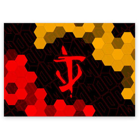 Поздравительная открытка с принтом DOOM / ДУМ в Тюмени, 100% бумага | плотность бумаги 280 г/м2, матовая, на обратной стороне линовка и место для марки
 | bfg | brutal | doom | eternal | ethernal | game | games | logo | дум | игра | игры | лого | логотип | логотипы | символ | символы | этернал
