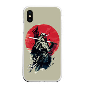 Чехол для iPhone XS Max матовый с принтом Samurai man в Тюмени, Силикон | Область печати: задняя сторона чехла, без боковых панелей | Тематика изображения на принте: бамбук | катана | сакура | самурай | япония