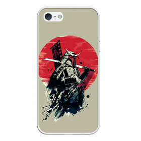 Чехол для iPhone 5/5S матовый с принтом Samurai man в Тюмени, Силикон | Область печати: задняя сторона чехла, без боковых панелей | Тематика изображения на принте: бамбук | катана | сакура | самурай | япония
