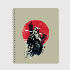 Тетрадь с принтом Samurai man в Тюмени, 100% бумага | 48 листов, плотность листов — 60 г/м2, плотность картонной обложки — 250 г/м2. Листы скреплены сбоку удобной пружинной спиралью. Уголки страниц и обложки скругленные. Цвет линий — светло-серый
 | Тематика изображения на принте: бамбук | катана | сакура | самурай | япония