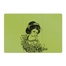 Магнитный плакат 3Х2 с принтом Geisha 23 в Тюмени, Полимерный материал с магнитным слоем | 6 деталей размером 9*9 см | Тематика изображения на принте: девушка | сакура | цветы | япония