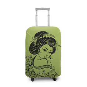 Чехол для чемодана 3D с принтом Geisha 23 в Тюмени, 86% полиэфир, 14% спандекс | двустороннее нанесение принта, прорези для ручек и колес | девушка | сакура | цветы | япония