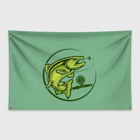 Флаг-баннер с принтом Large fish в Тюмени, 100% полиэстер | размер 67 х 109 см, плотность ткани — 95 г/м2; по краям флага есть четыре люверса для крепления | океан | рыбалка | рыбы | спининг
