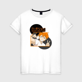 Женская футболка хлопок с принтом haikyuu в Тюмени, 100% хлопок | прямой крой, круглый вырез горловины, длина до линии бедер, слегка спущенное плечо | anime. волейбол | haikyuu | аниме | тобио кагеяма | харуити фурудатэ | шоё хината