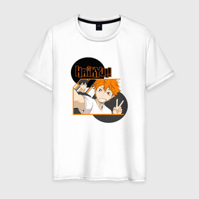 Мужская футболка хлопок с принтом haikyuu в Тюмени, 100% хлопок | прямой крой, круглый вырез горловины, длина до линии бедер, слегка спущенное плечо. | anime. волейбол | haikyuu | аниме | тобио кагеяма | харуити фурудатэ | шоё хината