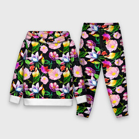 Детский костюм 3D (с толстовкой) с принтом Разноцветие в Тюмени,  |  | fashion | flower pattern | бабочки | девушкам | зелень | лепестки | лето | листья | маки | марта | нежные | паттерн | пионы | подарок | природа | растения | ромашки | тропики | тропические | узоры | цветочки